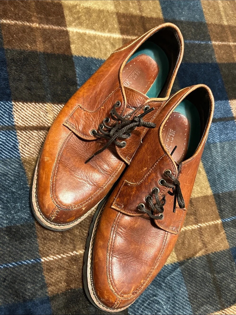 Men's Leather Derby Shoes in Cognac Brown